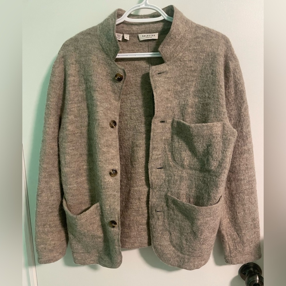 Selected Taupe Wool Cardigan